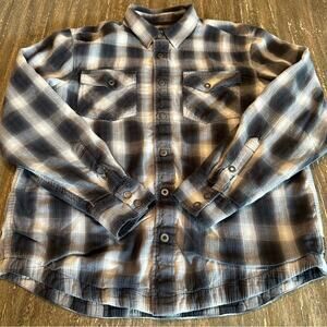 Men's Prana Glover Park Lined Plaid Flannel Over Shirt Organic, Size M